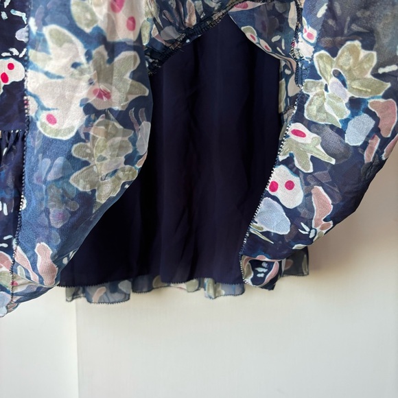 Aritzia Wilfred Laken Mini Chiffon Dress in Navy Floral Pattern - Picture 10 of 13